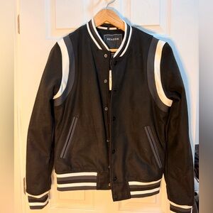 Reason Black and White Varsity Bomber Jacket